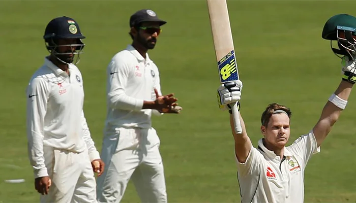 Steve Smith acknowledging the crowd after his sublime century in the Pune Test.