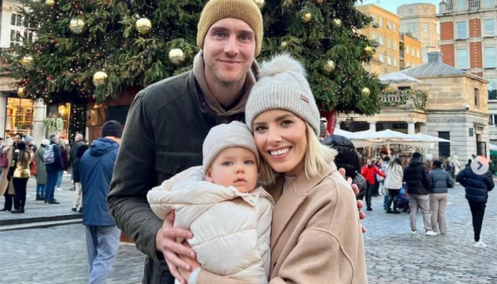 Stuart Broad with his wife Mollie and daughter Annabella celebrating Christmas on the roads of London.