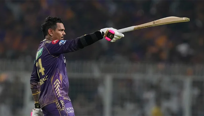 Sunil Narine after scoring his first IPL century.