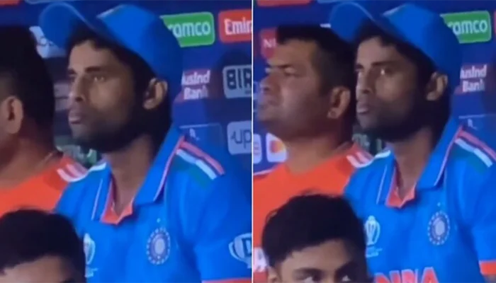 Suryakumar Yadav making a funny expression on camera while eating something.