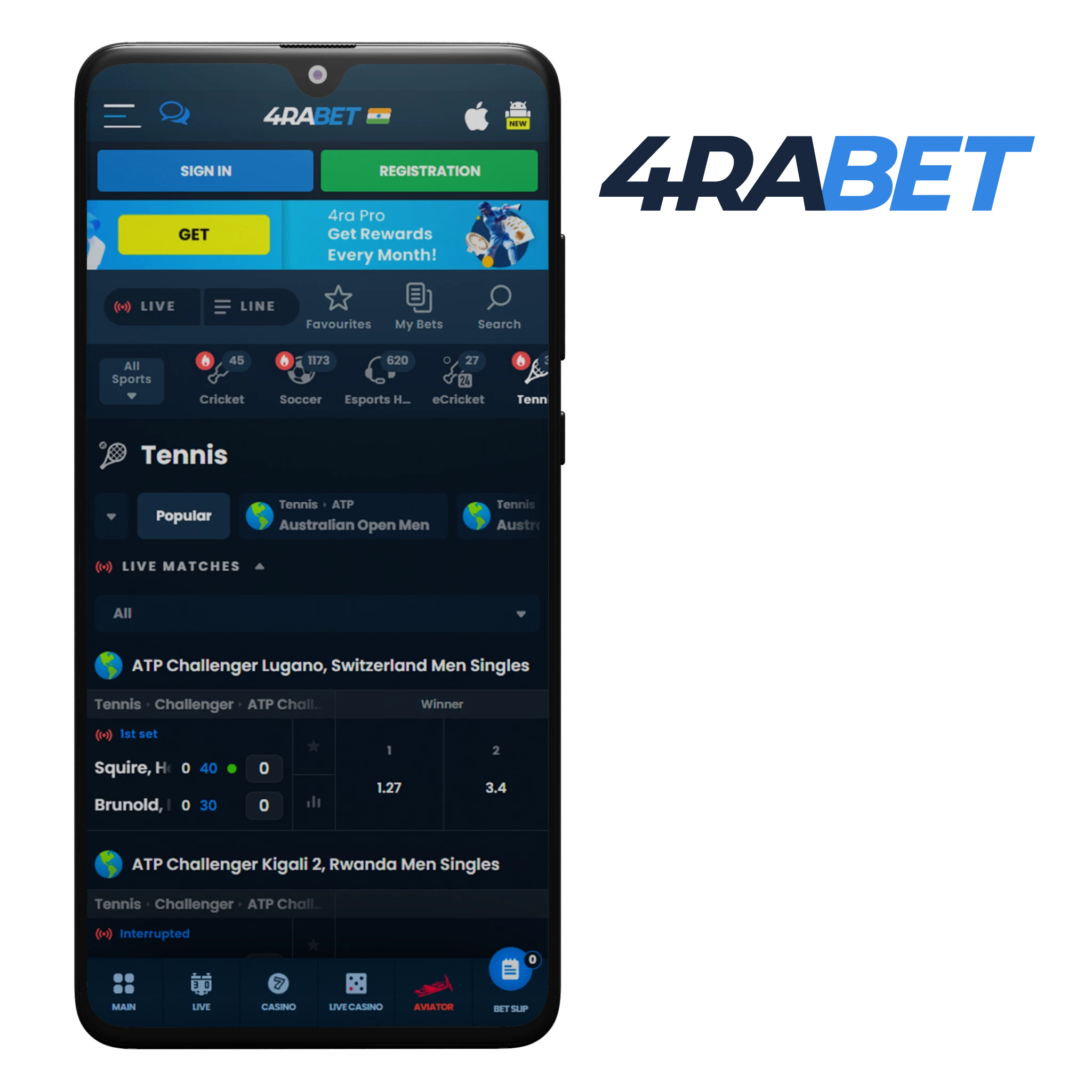 4rabet app stands as a fantastic option for Indian tennis betting players.