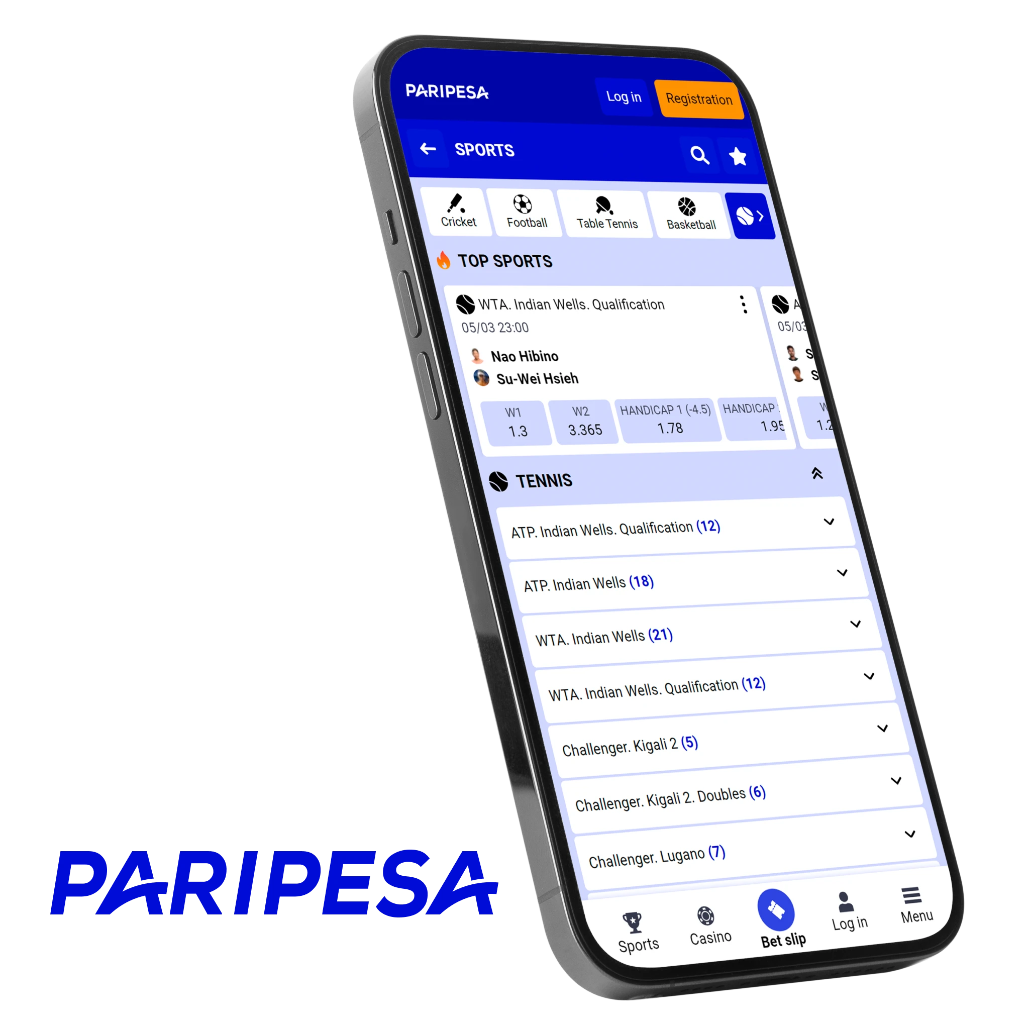 Paripesa app offers a comprehensive platform for tennis betting.