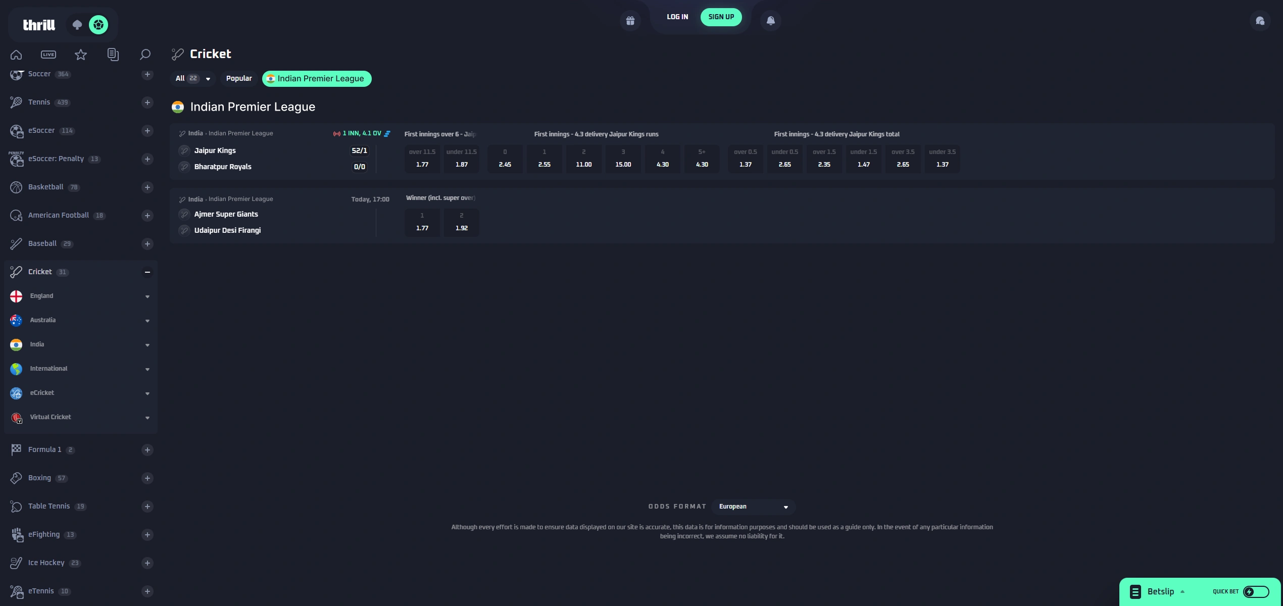 Thrill betting is one of the best options with IPL bonuses and big winnings.