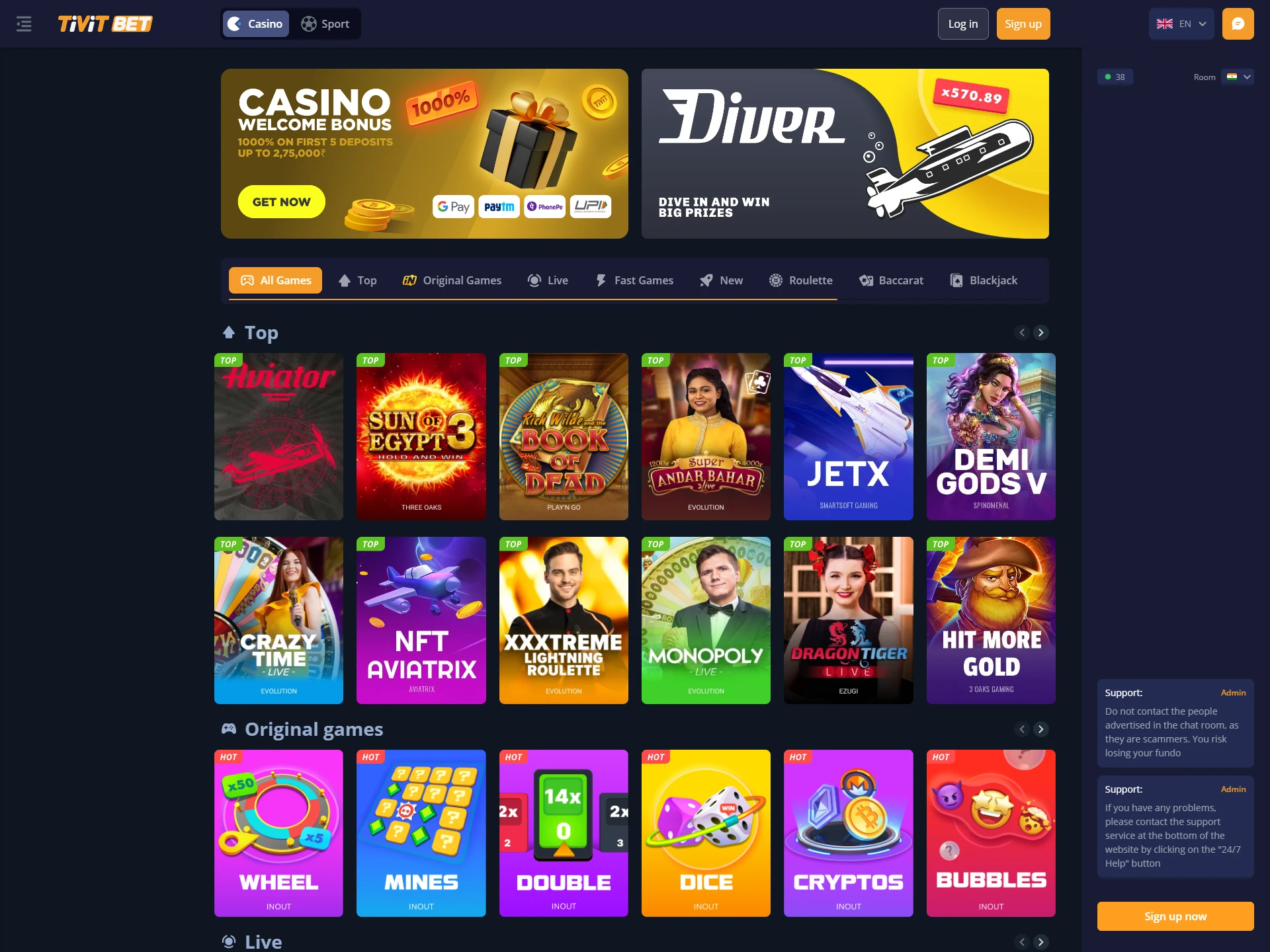 Visit the official website of Tivitbet.