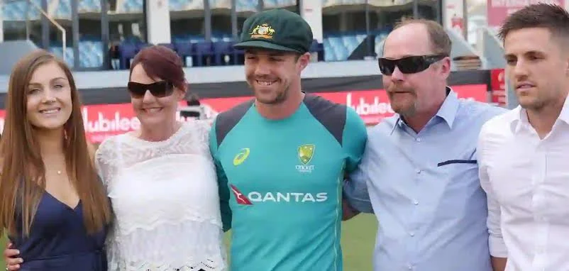 Travis Head with his family on his Test Debut against Pakistan.