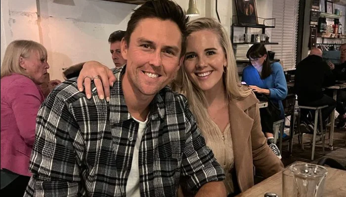 Trent Boult celebrating his birthday with his wife.