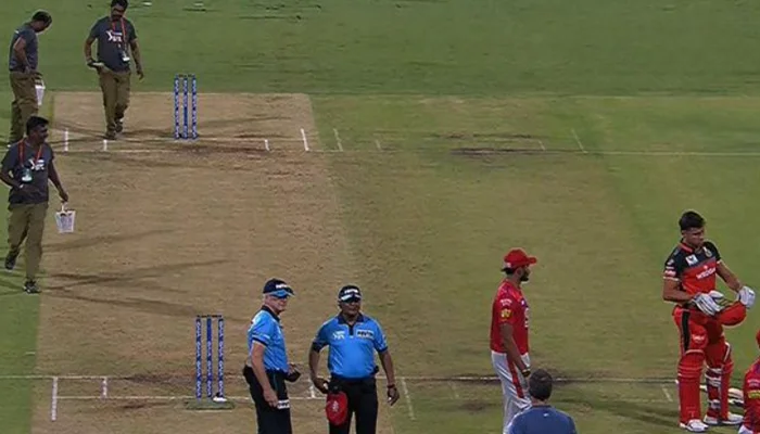 Umpires searching for the ball during Punjab and Bangalore match.