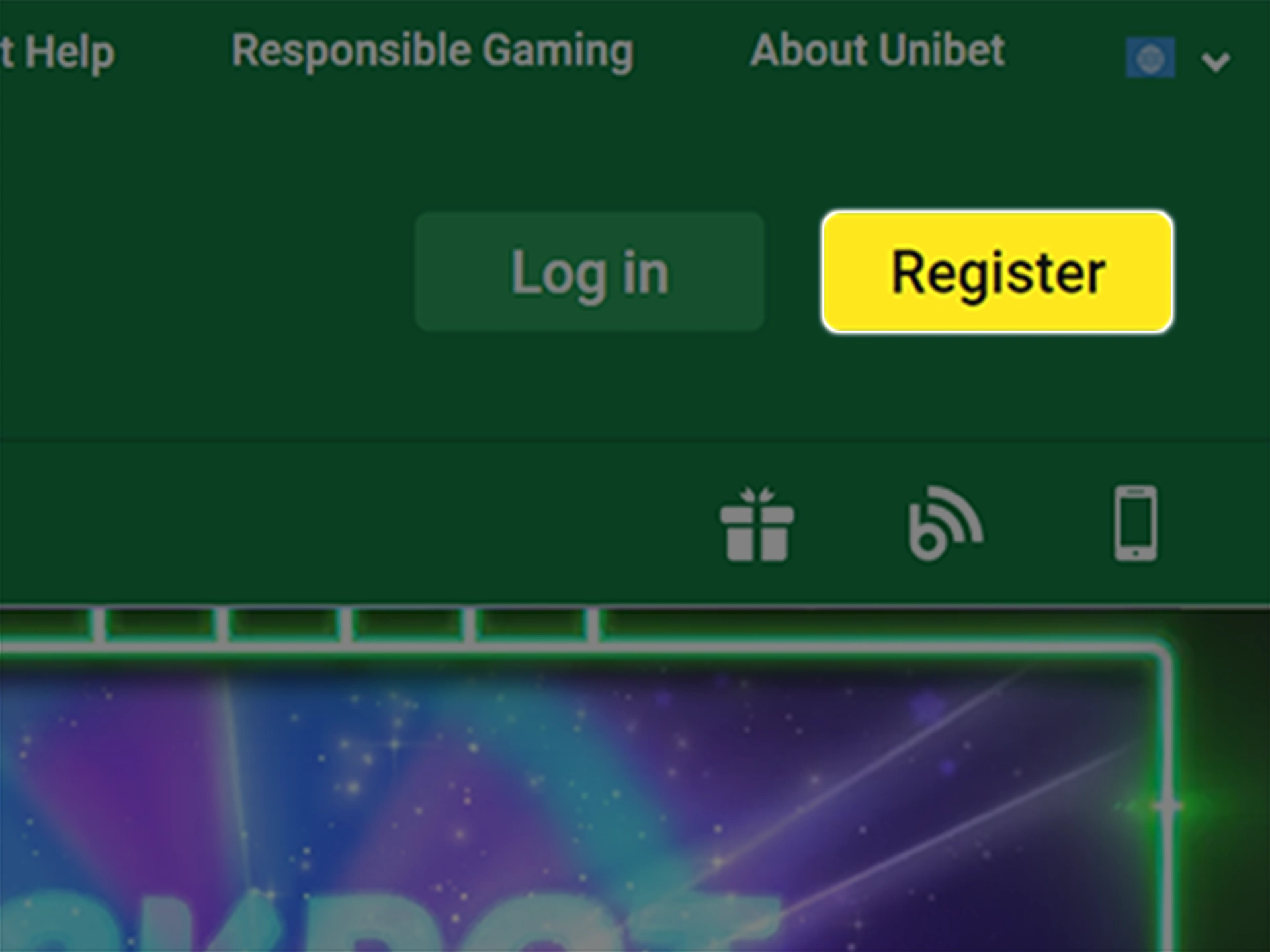 Start your registration at Unibet by clicking on the button.