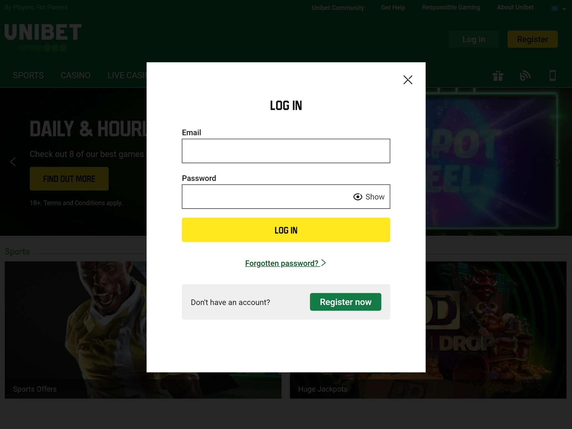 Log in to your Unibet account and enjoy the game.