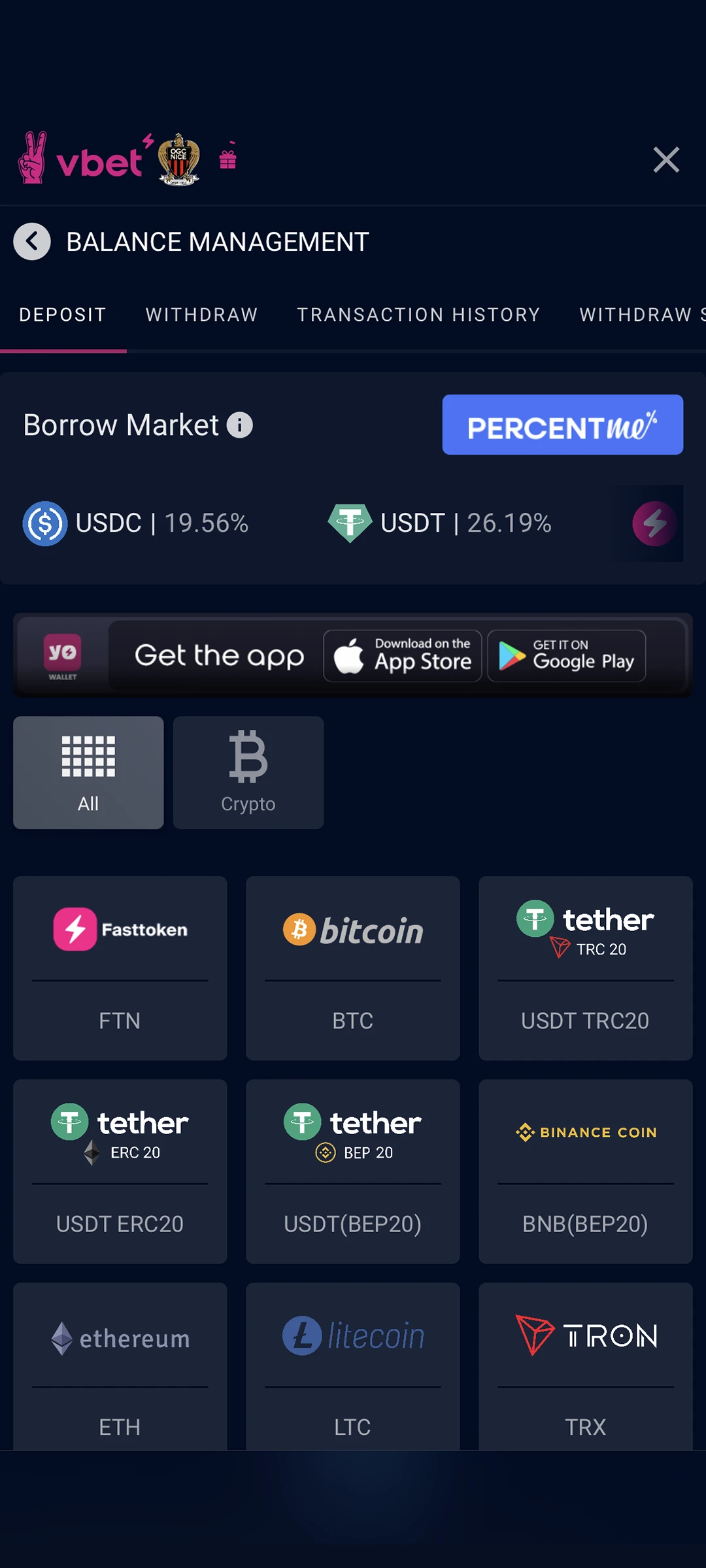 Pick a deposit method.