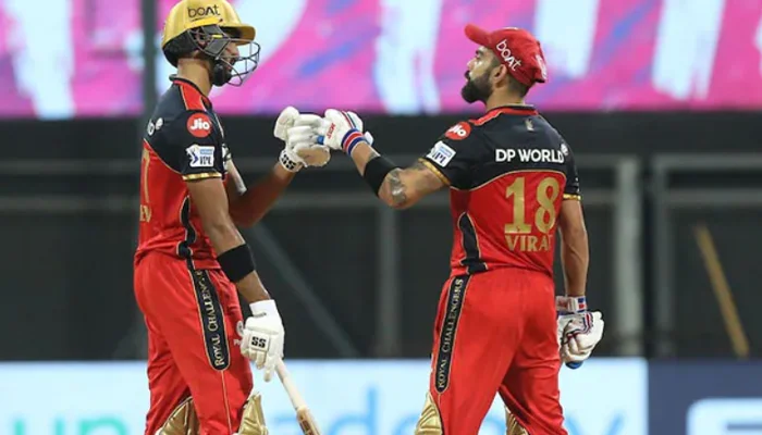 Virat Kohli and Devdutt Padikkal during a match for the RCB team.