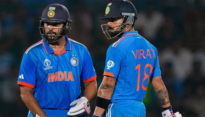 Virat Kohli and Rohit Sharma during the 2023 ODI World Cup.