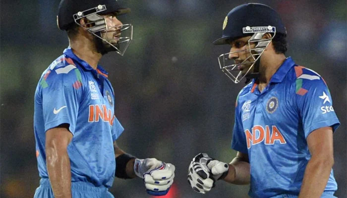 Virat Kohli and Rohit Sharma during their 202 runs partnership against Sri Lanka.