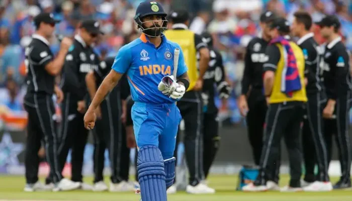 Virat Kohli walking back to the pavilion after being dismissed in the Semi-Finals of the 2019 ODI World Cup.