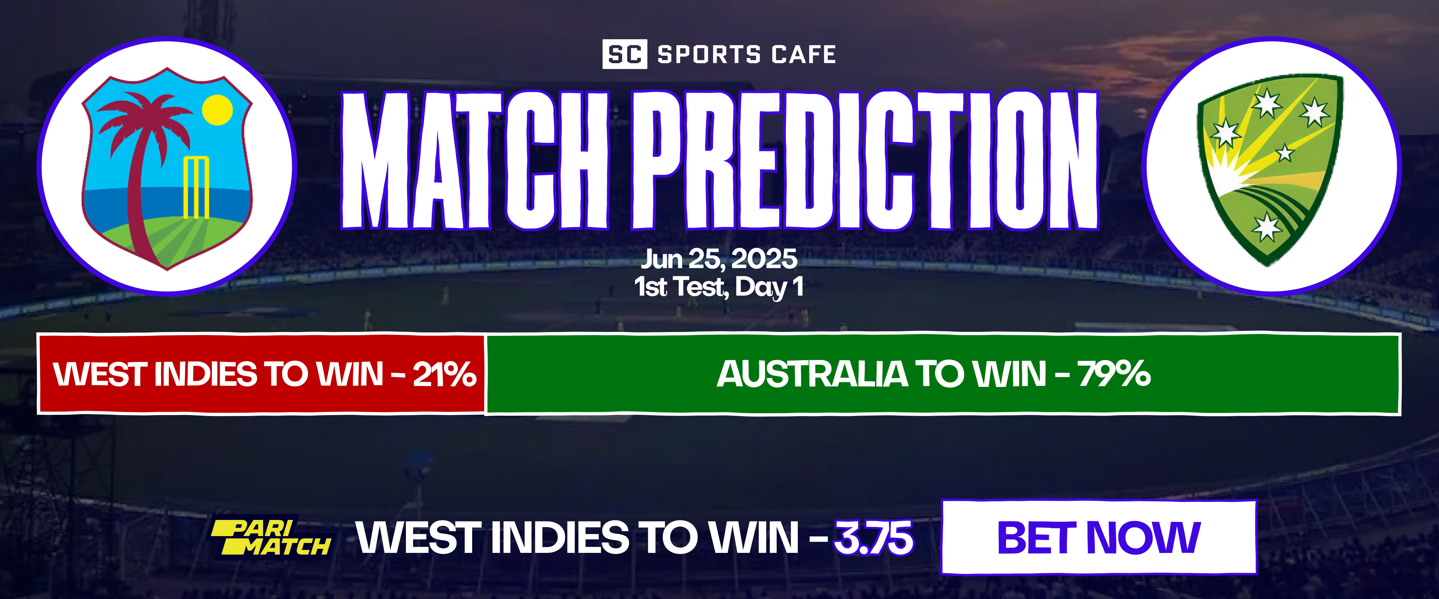 Detailed analysis and prediction from our SportsCafe experts on West Indies vs Australia match
