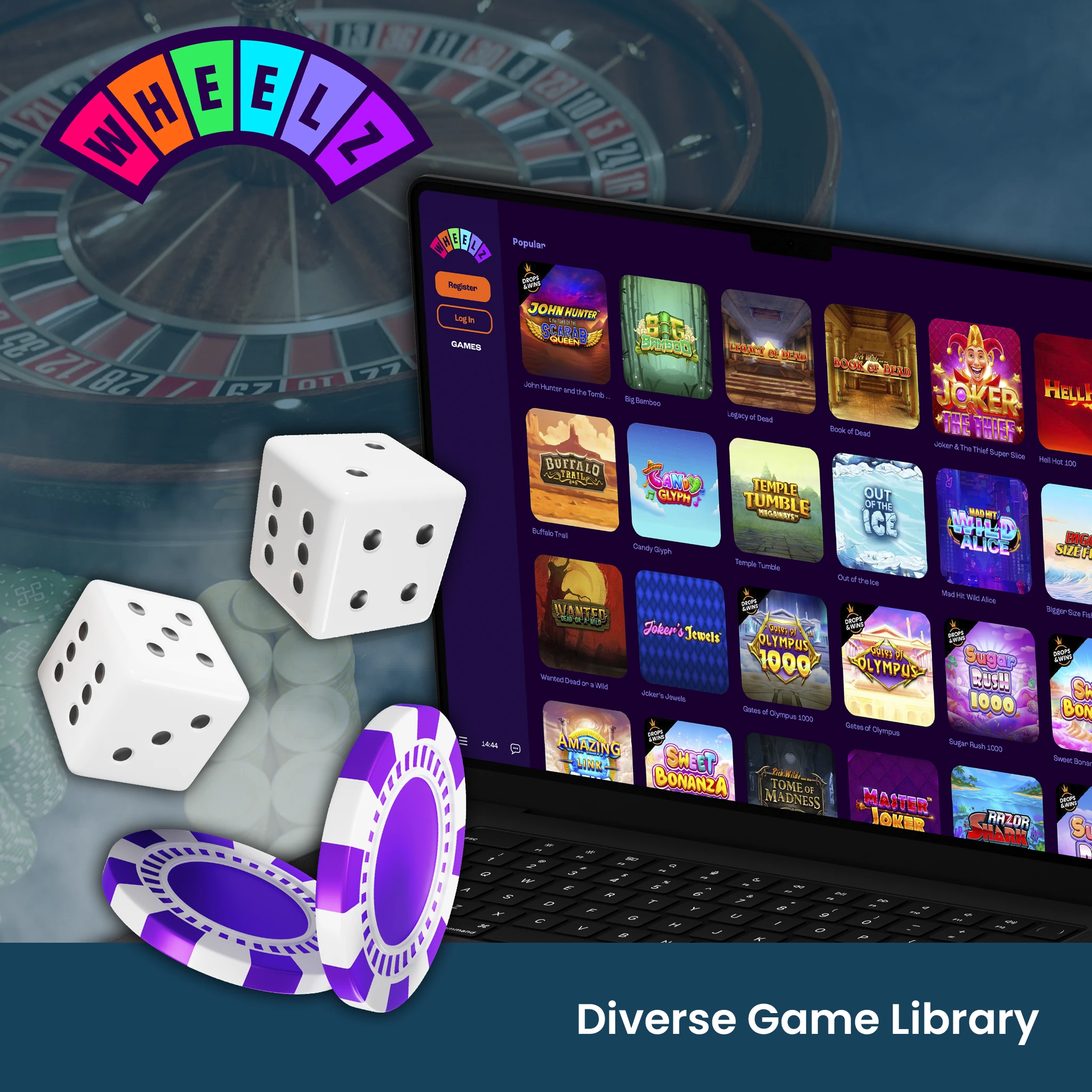 Diverse Game Library at Wheelz Casino.