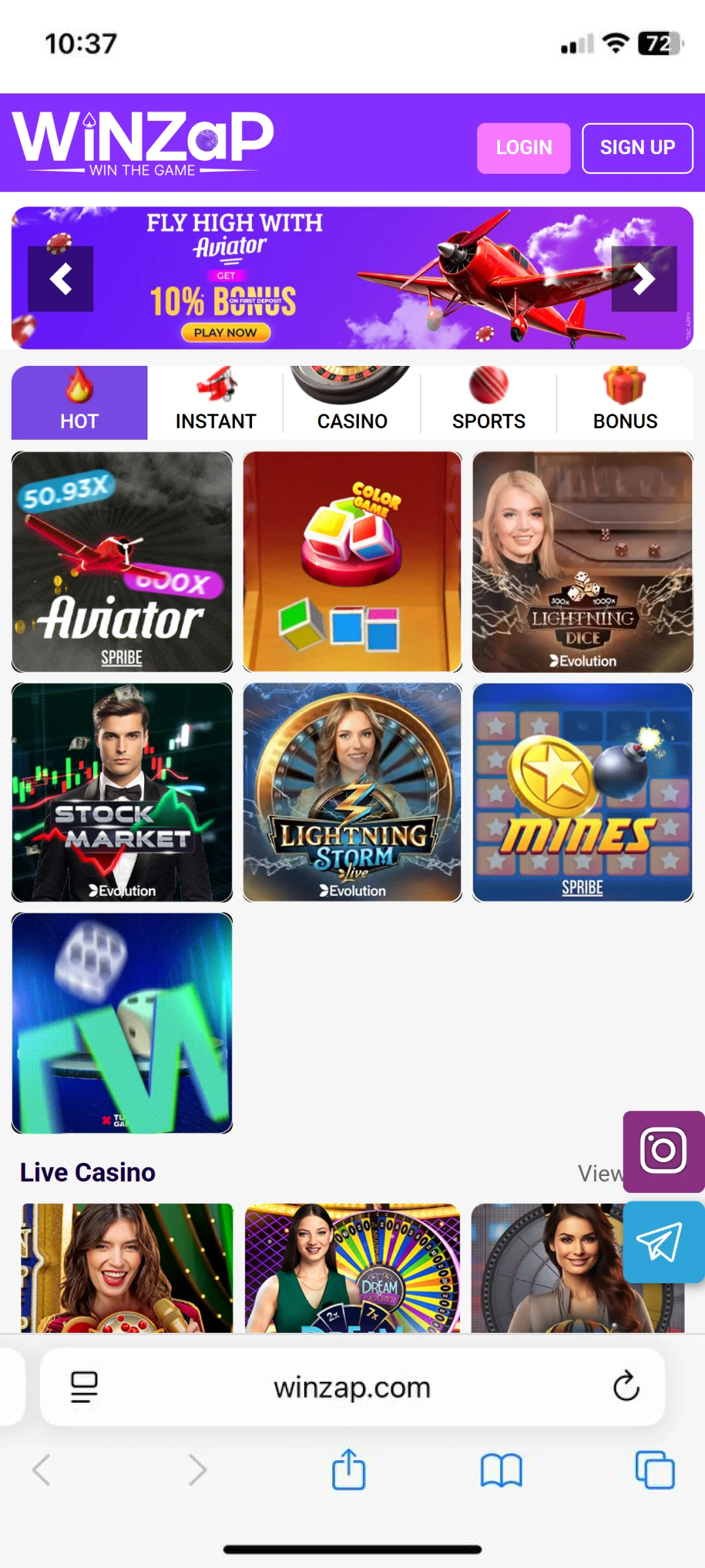 Open Safari and visit the official Winzap website.