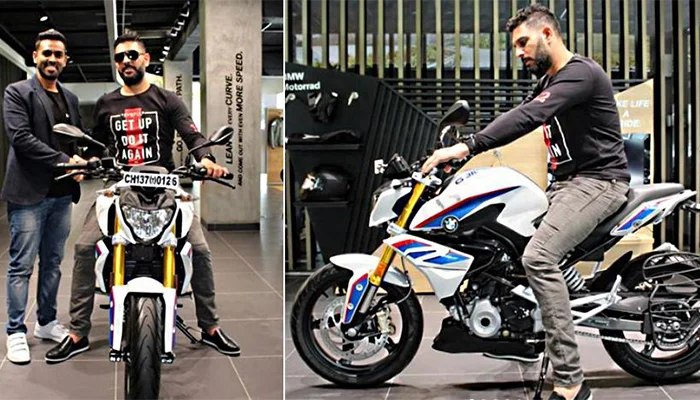 Yuvraj Singh checking his brand new BMW G310r.