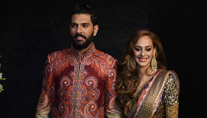 Yuvraj Singh in a photo shoot with his wife Hazel Keech.