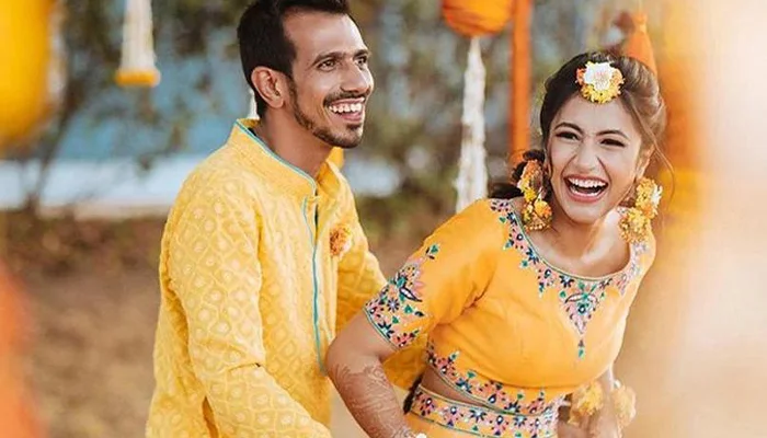 Yuzvendra Chahal at his wedding photoshoot with Dhanashree Verma.